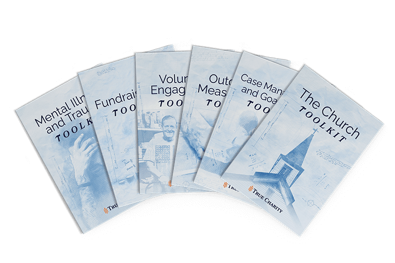 TC-toolkits Front covers for True Charity Toolkit resources