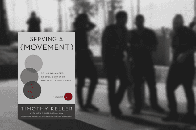 Book cover promotional graphic for True Charity review of "Serving a Movement" by Timothy Keller