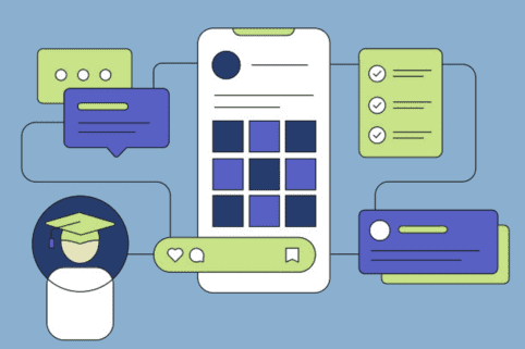 Illustration of smartphone screen with interconnected apps