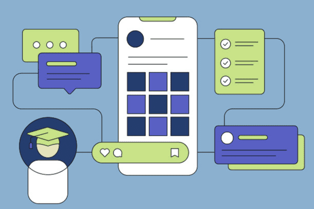 Illustration of smartphone screen with interconnected apps