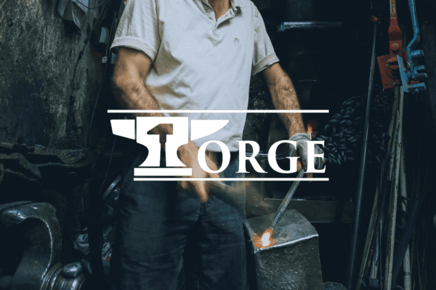 Logo and background image for the Watered Gardens 'Forge' mens program