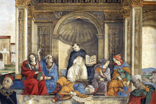 Medieval-era illustration of alms-giving