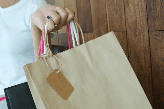 Closeup photo of woman holding shopping bag