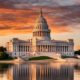 Sunset photo of government building