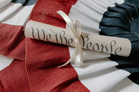 Patriotic photo of scroll, 'We the People'