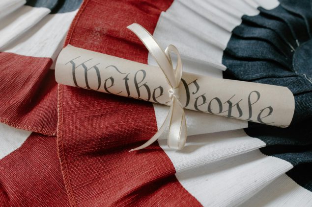 Patriotic photo of scroll, 'We the People'