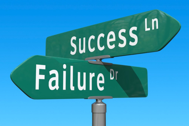 Photo of street signs for success and failure