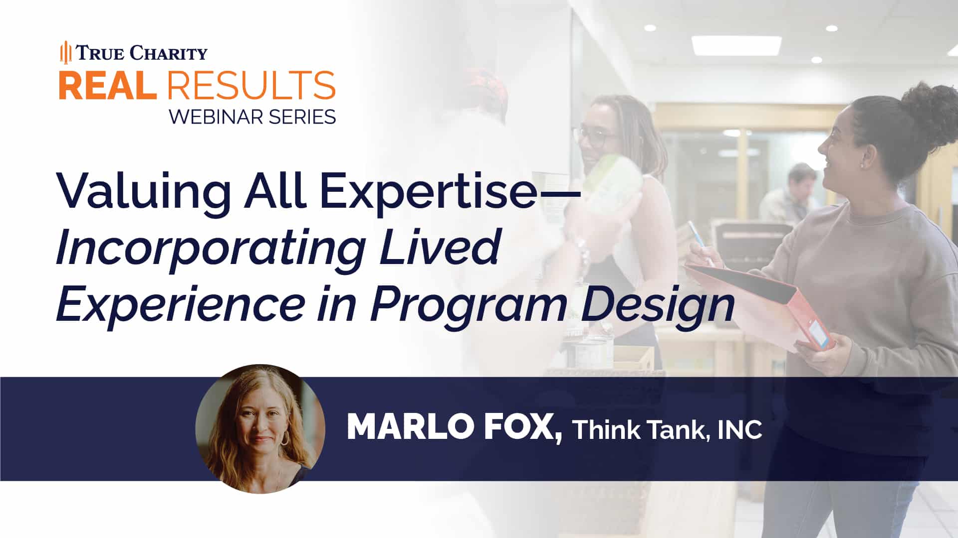 Promotional graphic for True Charity webinar