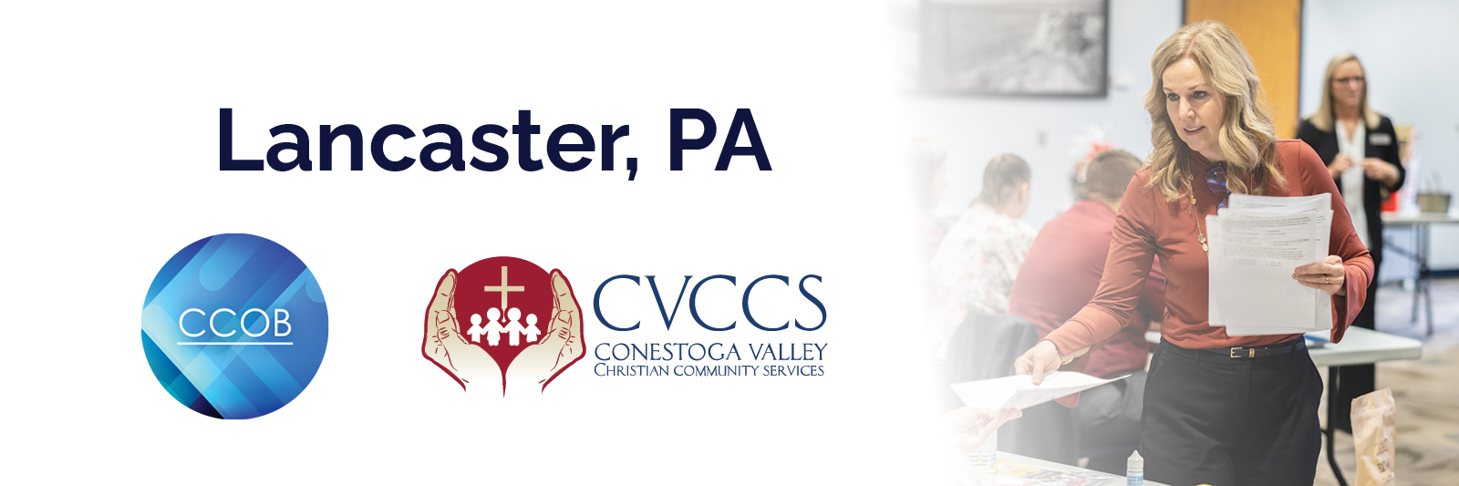 Promotional graphic for True Charity community workshop in Lancaster, PA