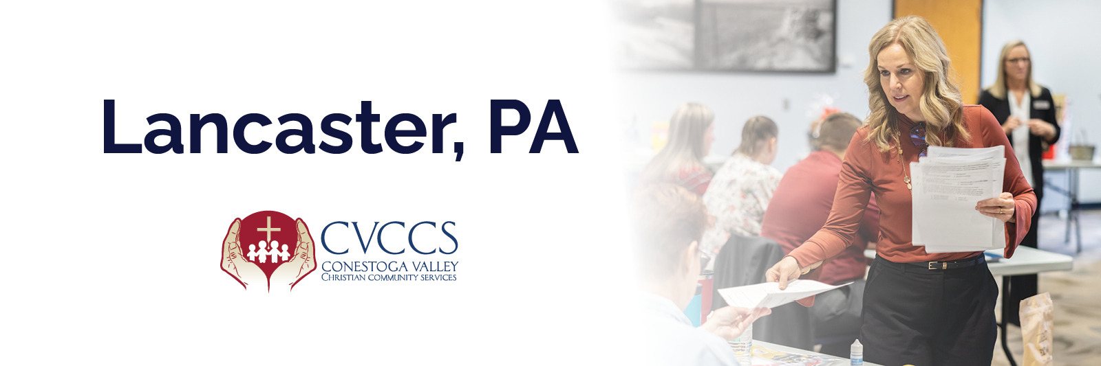 Promotional graphic for True Charity community workshop in Lancaster, PA