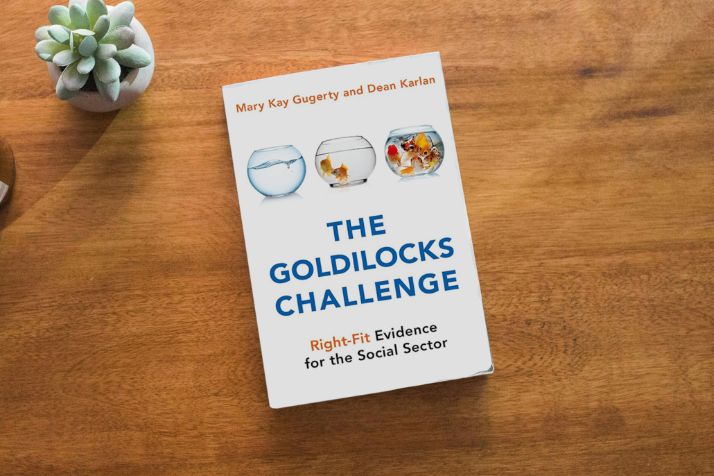 Photo of book, The Goldilocks Challenge, sitting on wood tabletop